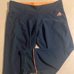 Adidas Navy/coral climalite Capri leggings